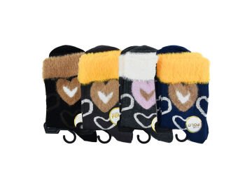 XGRİ POLO 40-2 Havlu Yumoş Peluş Yıkamalı Kışlık Bayan Soket Çorap 12'li