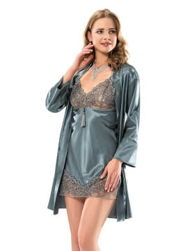 Moongirl 1098 Bayan İkili Saten Gecelik Takım