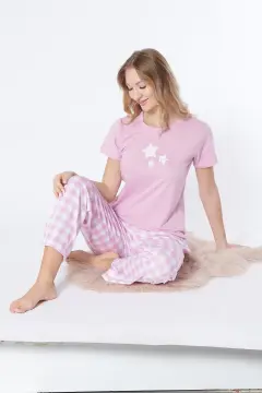 Alperi ALP78-102  (M-L-XL-XXL) Bayan Kısa Kollu Pijama Takım 4'lü