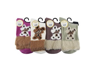 XGRİ POLO 40-1 Havlu Yumoş Peluş Yıkamalı Kışlık Bayan Soket Çorap 12'li