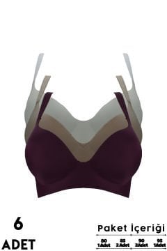 Aysemin 301 B Cup Balensiz Desteksiz Lazer Kesim Bayan Sütyen 6'lı