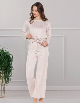 Dowry 09-151 (S-M-L-XL) Uzun Kollu Bayan Pijama Takımı 4'lü