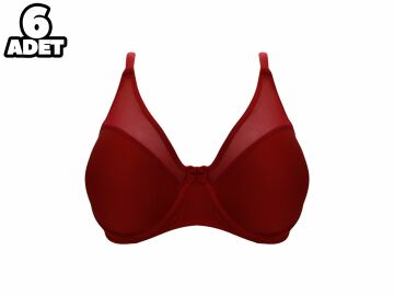 Liza 2020 Kırmızı C Cup Balenli Desteksiz Sütyen 6'lı