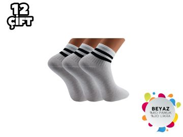 Esinti Beyaz Çemberli Bayan Kolej Patik 12'li