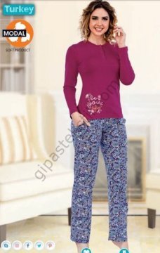 Berland 3062 Bayan Modal Uzun Kol Pijama Takımı