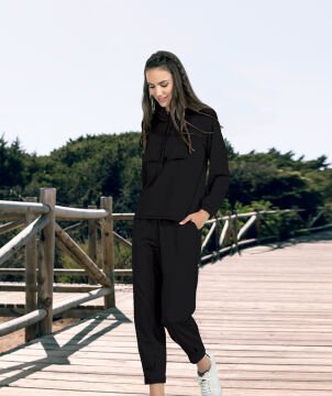 Dowry 41-68 (S-M-L-XL) Uzun Kollu Bayan Pijama Takımı 4'lü