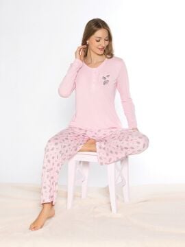 Alperi 790-77 (M-L-XL-XXL) Bayan Uzun Kollu Pijama Takım 4'lü