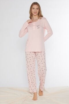 Alperi 790-77 (M-L-XL-XXL) Bayan Uzun Kollu Pijama Takım 4'lü