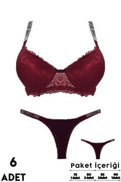 Love Secret 3-5 B Cup Balenli Destekli Taşlı Dantelli Bayan Sütyen Takım 6'lı