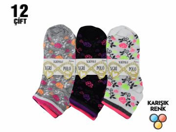 XGRİ POLO 3'lü Bayan Penye Patik 12'li