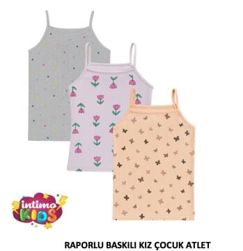 İntimo 2533 İp Askılı Raporlu Baskılı Kız Çocuk Atlet 6'lı