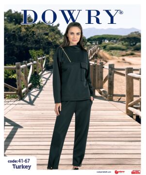 Dowry 41-67 (S-M-L-XL) Uzun Kollu Bayan Pijama Takımı 4'lü
