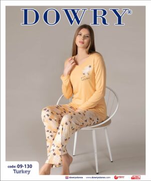 Dowry 09-130 (S-M-L-XL) Uzun Kollu Bayan Pijama Takımı 4'lü