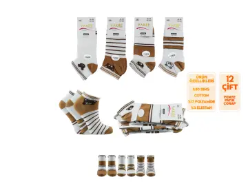 Vakre 9328-27 (36-40) Bayan Penye Patik Çorap 12'li