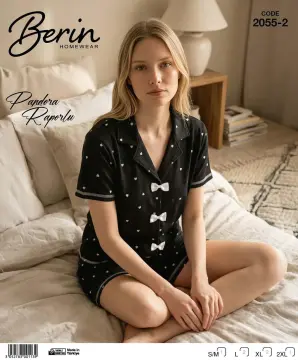 Berin 2055-2 (M-L-XL-XXL) Kısa Kollu Raporlu Bayan Şortlu Takım 6'lı