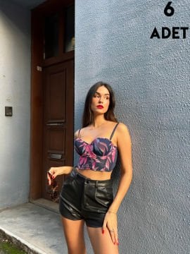 Cansoy 677 Lacivert Baskılı Balenli Destekli Korse Sütyen Takım 6'lı
