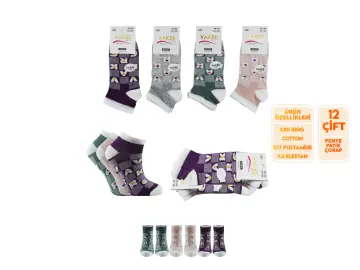 Vakre 9328-31 (36-40) Bayan Penye Patik Çorap 12'li