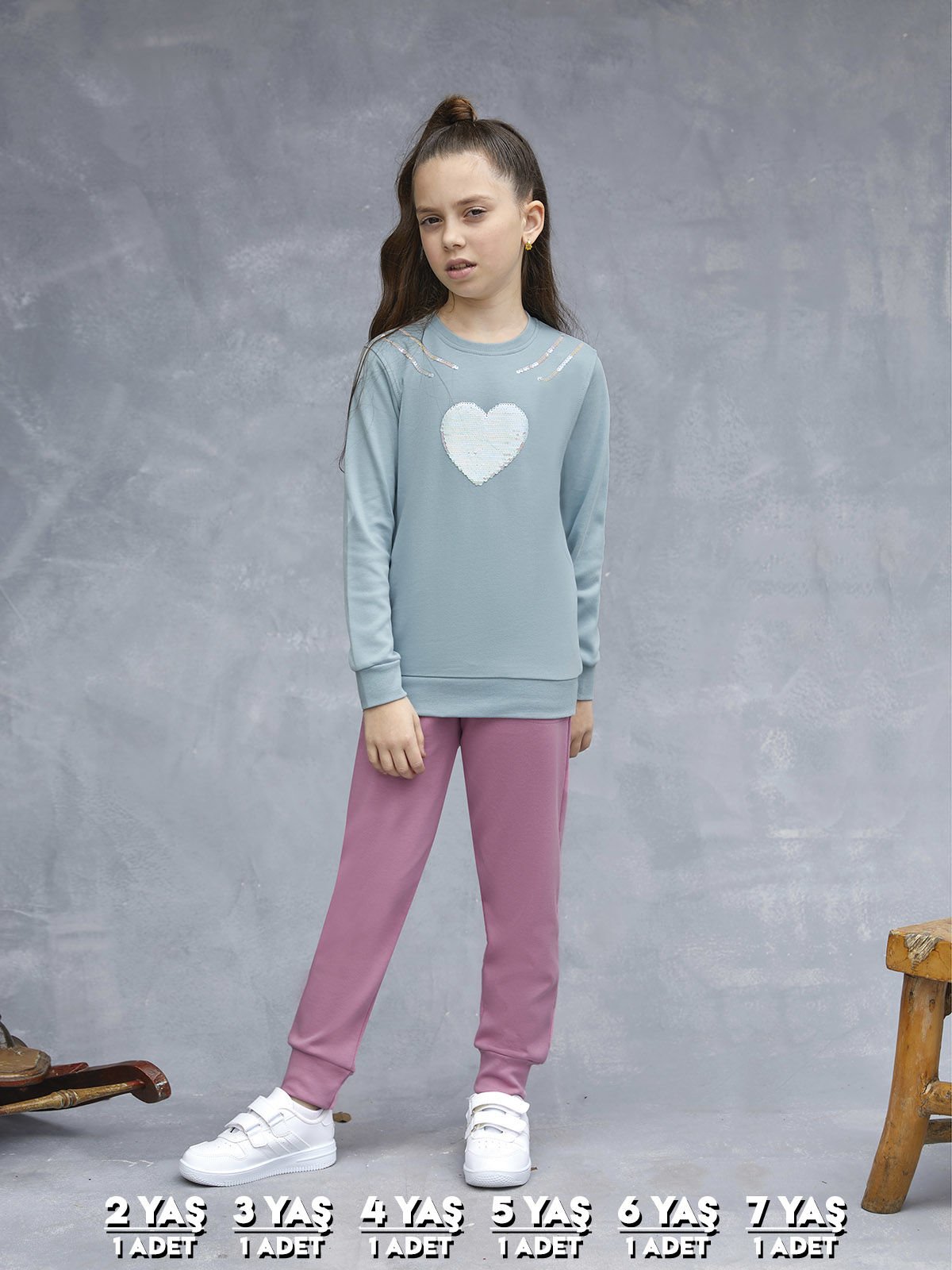 Elsima 3185 Kız Çocuk Uzun Kollu Pijama Takımı 6'lı (2-3-4-5-6-7 Yaş) MAVİ - SERİ-6-LI