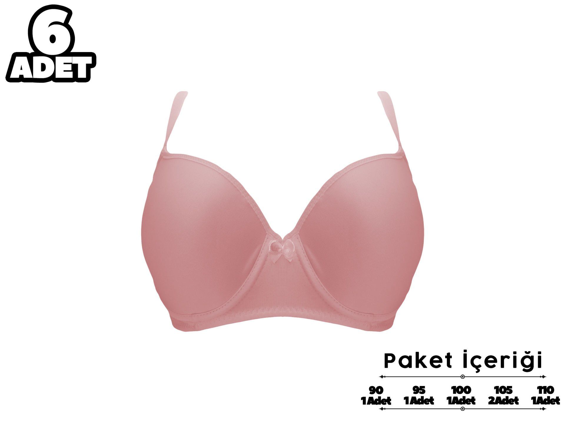 Liza 2120 Pudra C Cup Balenli Desteksiz Bayan Sütyen 6'lı
