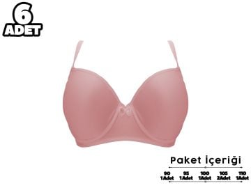 Liza 2120 Pudra C Cup Balenli Desteksiz Bayan Sütyen 6'lı