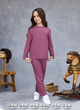 Elsima 3178 Kız Çocuk Uzun Kollu Pijama Takımı 6'lı (2-3-4-5-6-7 Yaş) VİOLET - SERİ-6-LI