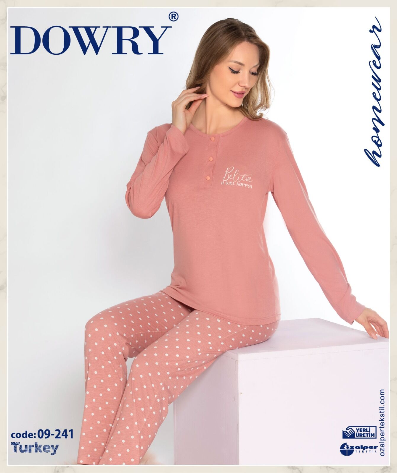Dowry 09-241 (M-L-XL-XXL) Uzun Kollu Bayan Pijama Takımı 4'lü