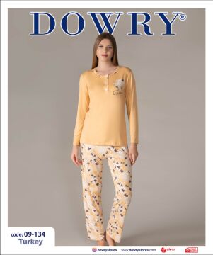 Dowry 09-134 (S-M-L-XL) Uzun Kollu Bayan Pijama Takımı 4'lü