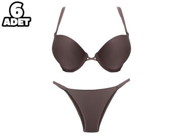 Cansoy 675-Vişne 2X Push Up Balenli Destekli Bayan Sütyen Takım 6'lı