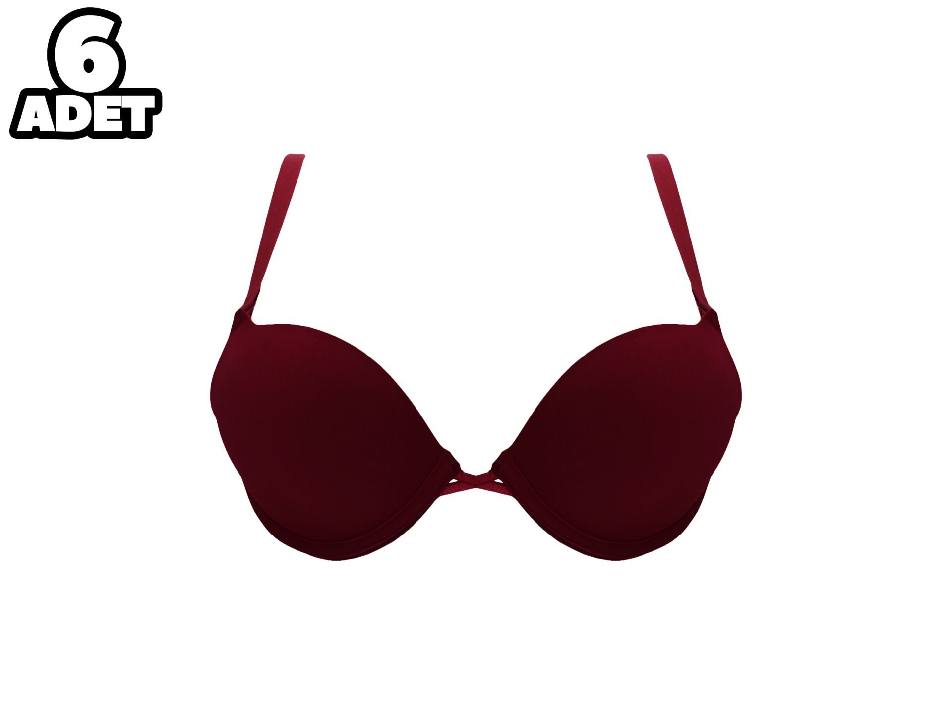 Cansoy 675-Vişne 2X Push Up Balenli Destekli Bayan Sütyen Takım 6'lı