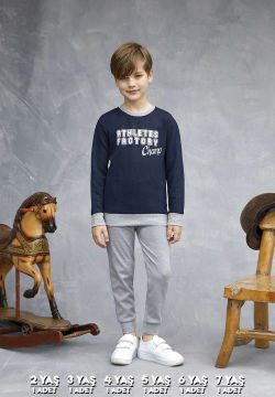 Elsima 3158 Erkek Çocuk Uzun Kollu Pijama Takımı 6'lı (2-3-4-5-6-7 Yaş) LACİVERT - SERİ-6-LI