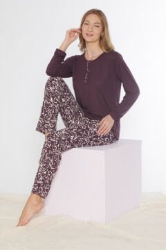 Dowry 09-240 (M-L-XL-XXL) Uzun Kollu Bayan Pijama Takımı 4'lü