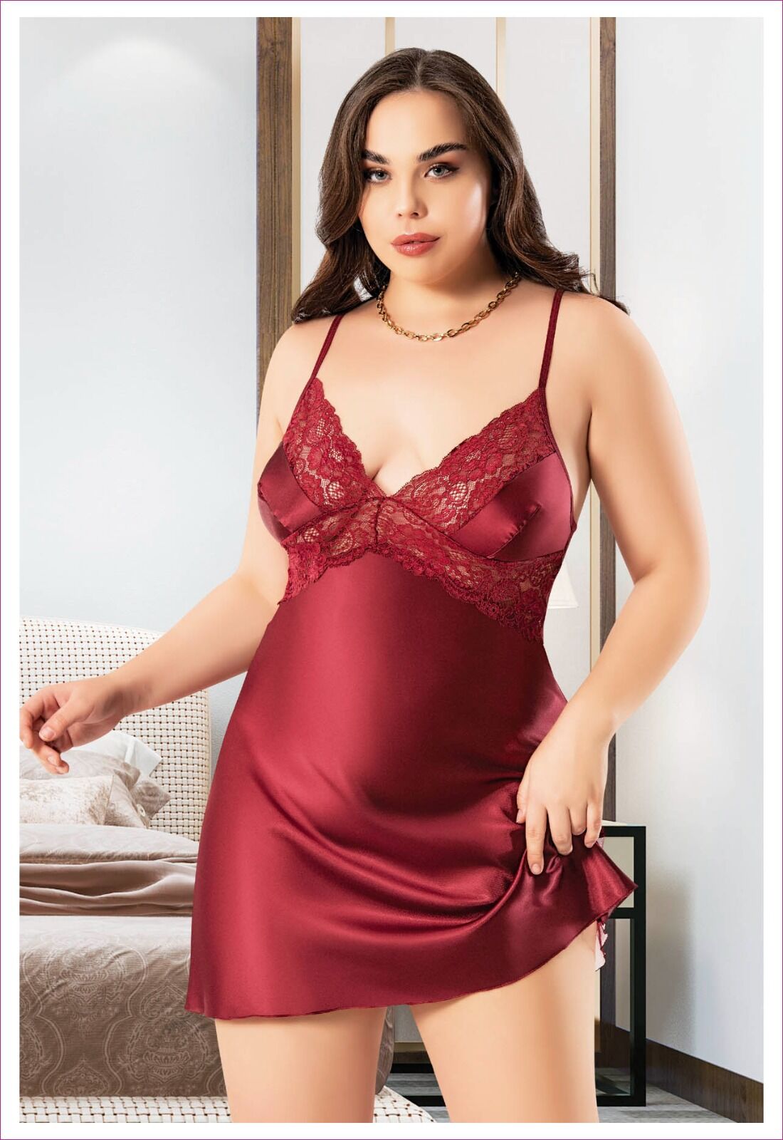 Miss Laris 4040 Battal Beden Bayan Saten Gecelik