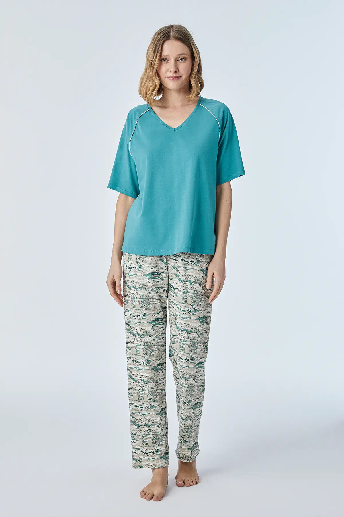 Pijadore 2098 (M-L-XL-XXL) Kısa Kollu Bayan Pijama Takım 4'lü