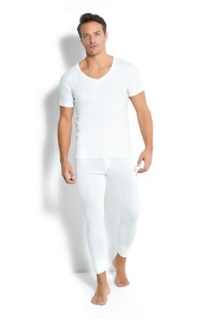 Jiber 162 Erkek %100 Termal V Yaka Yarım Kol Üst EKRU - XL