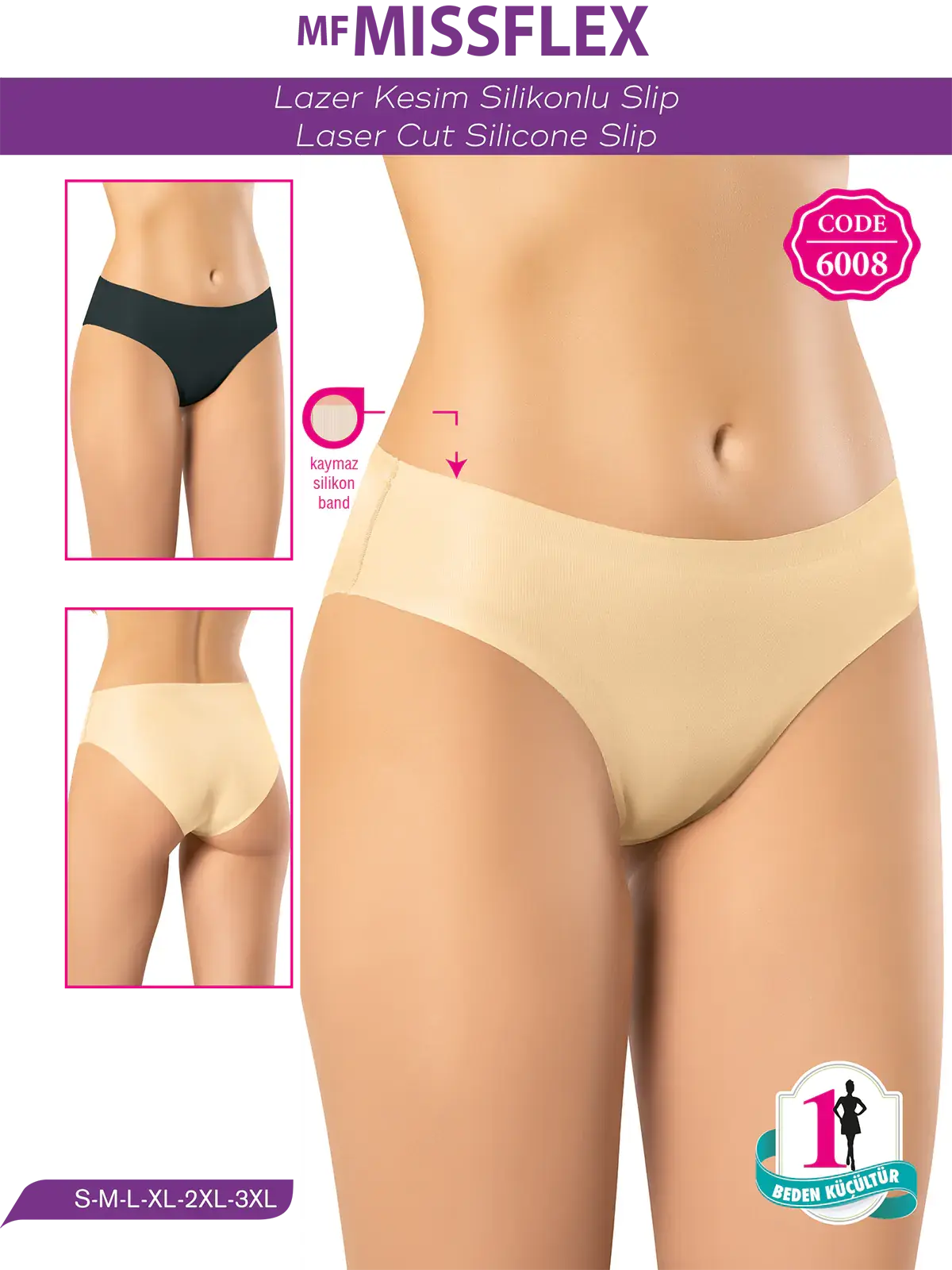MF MISS FLEX 6008 Lazer Kesim Midi Slip Külot