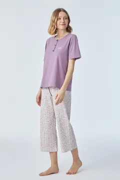 Pijadore 2097 (M-L-XL-XXL) Kısa Kollu Üç Düğmeli Bayan Pijama Takım 4'lü