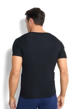 Jiber 162 Erkek %100 Termal V Yaka Yarım Kol Üst SİYAH - XL