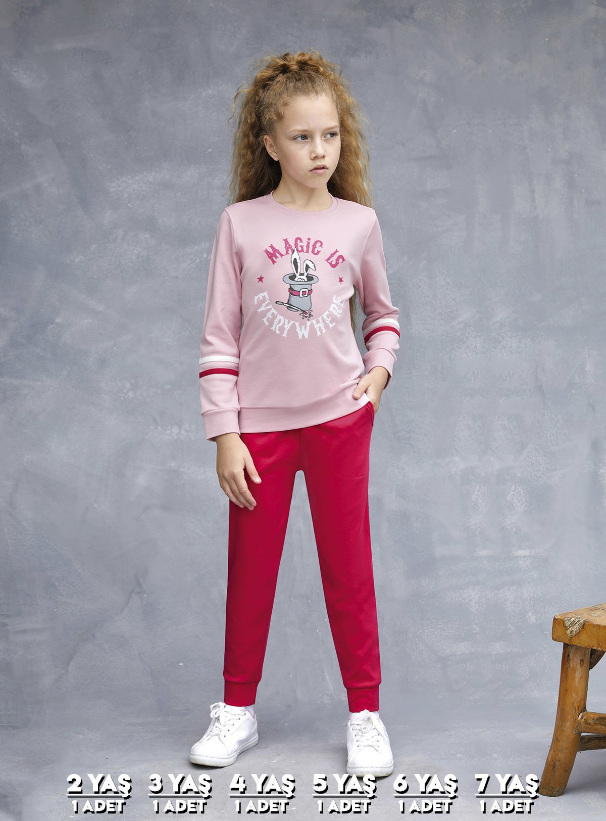 Elsima 3186 Kız Çocuk Uzun Kollu Pijama Takımı 6'lı (2-3-4-5-6-7 Yaş) PEMBE - SERİ-6-LI