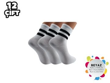 Esinti Beyaz Çemberli Bayan Kolej Çorap 12'li