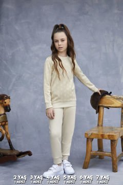 Elsima 3181 Kız Çocuk Uzun Kollu Pijama Takımı 6'lı (2-3-4-5-6-7 Yaş) BEJ - SERİ-6-LI