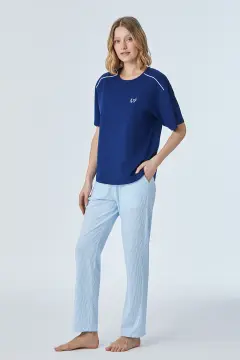 Pijadore 2113 (M-L-XL-XXL) Kısa Kollu Bayan Pijama Takım 4'lü