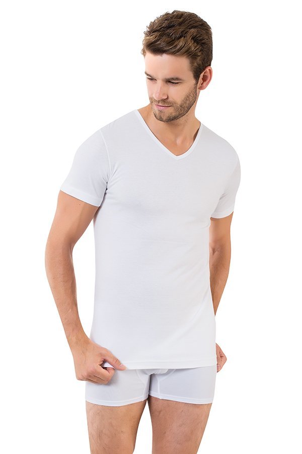 Doozo 434 Likralı Erkek Penye V Yaka Kısa Kol Atlet