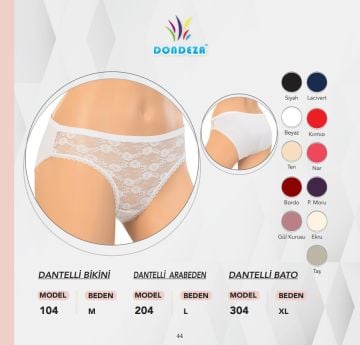 Dondeza 204 Dantelli Bayan Ara Beden Külot 12'li