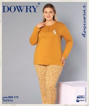 Dowry B09-173 (3XL-4XL-5XL-6XL) Uzun Kollu Bayan Pijama Takımı 4'lü