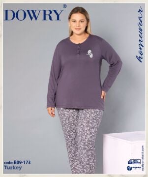 Dowry B09-173 (3XL-4XL-5XL-6XL) Uzun Kollu Bayan Pijama Takımı 4'lü