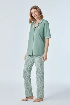 Pijadore 2103 (M-L-XL-XXL) Kısa Kollu Boydan Düğmeli Bayan Pijama Takım 4'lü