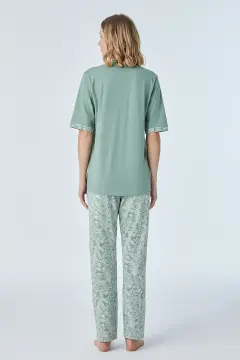 Pijadore 2103 (M-L-XL-XXL) Kısa Kollu Boydan Düğmeli Bayan Pijama Takım 4'lü