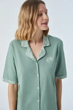 Pijadore 2103 (M-L-XL-XXL) Kısa Kollu Boydan Düğmeli Bayan Pijama Takım 4'lü