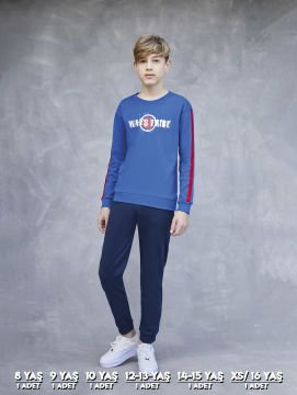 Elsima 3168 Erkek Çocuk Uzun Kollu Pijama Takımı 6'lı (8-16YAŞ) SAKS MAVİ - SERİ-6-LI
