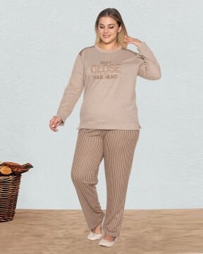 Dowry B09-131 (2XL-3XL-4XL-5XL) Uzun Kollu Bayan Pijama Takımı 4'lü